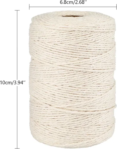 Vista 3 de G2PLUS Cuerda de algodón blanca, cuerda de algodón de 2 mm, cuerda de cocina de 656 pies, cuerda de panaderos de algodón para manualidades