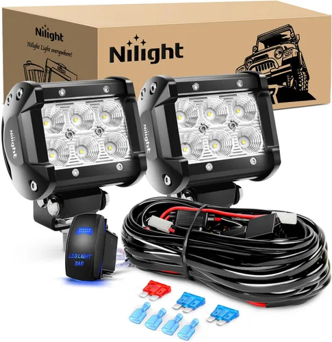 Vista 10 de Nilight Focos LED Redondos de 3 Pulgadas para Motocicleta, 2 Unidades, Focos LED Antiniebla Puntuales de 1550LM con EMC Integrado, Luz Auxiliar