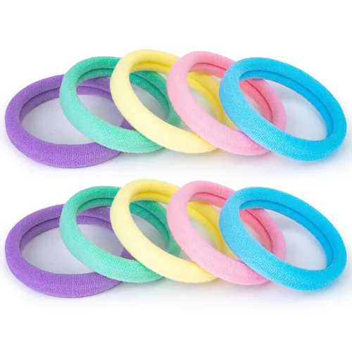 Vista 7 de 100 soportes grandes de algodón para cola de caballo, ligas para el cabello sin costuras, bandas elásticas para el cabello sin daños para cabello