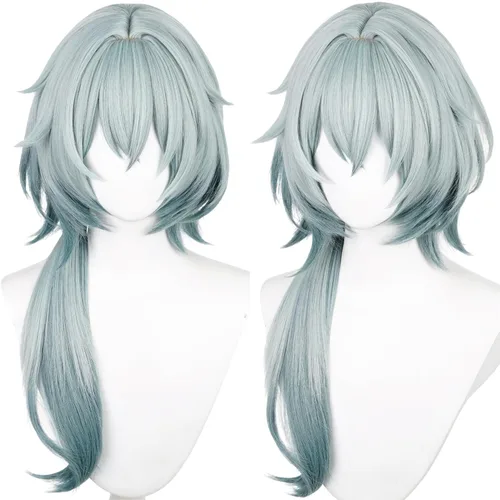 Vista 30 de Obanai - Peluca corta para cosplay, pelucas de guerrero anime de demonio Negro Obanai