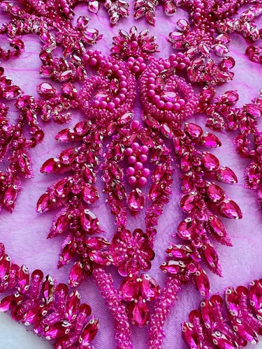 Vista 5 de Parches de diamantes de imitación brillantes hechos a mano para coser a mano con lentejuelas de cristal en encaje para vestido de graduación, ropa