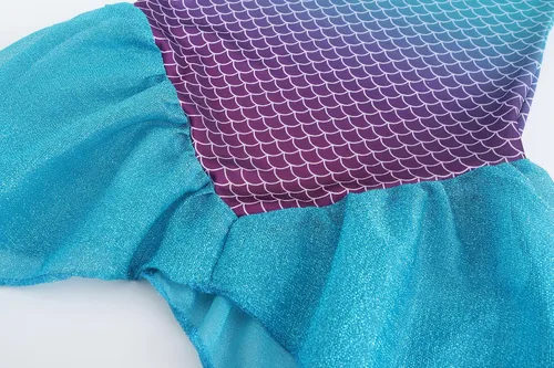 Vista 6 de Disfraz de sirena para niñas, vestido de princesa Ariel, disfraz de Halloween, cosplay, fiesta de cumpleaños