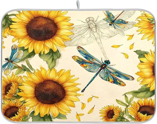 Vista 35 de Beige and Brown Marble Print Dish Drying Mat for Kitchen Counter Super Absorbent Drying Mat 16x18 inch Large Dish Drying Matts for Countertop