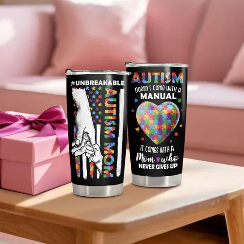 Vista 8 de 34HD Regalo para el Día de la Madre para mamá con autismo – Vaso irrompible para mamá con conciencia sobre el autismo, taza para mamá