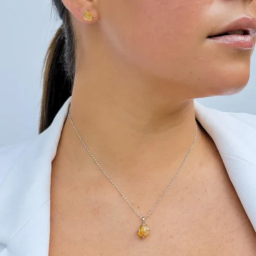 Vista 148 de Juego de joyas de piedras preciosas crudas reales con plata de ley 925 chapada en oro real, collar y aretes de piedra natal, regalo para ella por