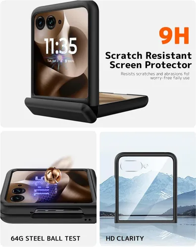 Vista 4 de NINKI Funda para Motorola Razr 60 Ultra con protector de pantalla integrado, protección de bisagra a prueba de golpes, resistente, ultra delgada