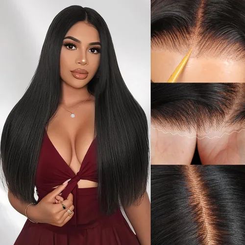 Vista 7 de Pelucas de cabello humano con cierre de encaje HD de 16 pulgadas, 5 x 5, pelucas de cabello humano sin pegamento listas para usar, pelucas