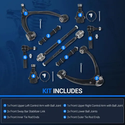 Vista 3 de Autoround Kit de suspensión delantera brazo de control superior con rótula compatible con Chevy Tahoe Silverado Suburban 1500 Avalanche 2007-2014