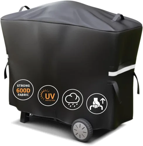 Vista 11 de GRISUN Cubierta de parrilla negra 600D para parrillas Weber de carbón de 22