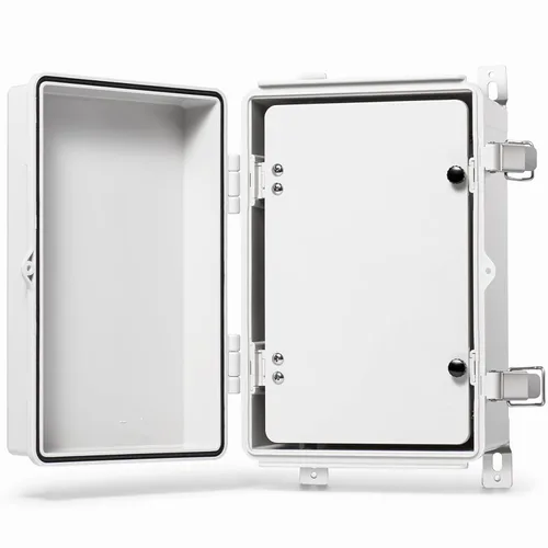 Vista 16 de QILIPSU - Caja de conexiones de acero inoxidable con tapa, bisagras y placa de montaje, universal, impermeable IP67, plástico ABS, gris, recinto