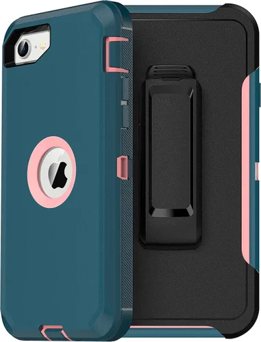Vista 22 de MXX Funda diseñada para iPhone SE 2020/SE 2022, funda protectora resistente con protector de pantalla [3 capas] cubierta de protección de goma