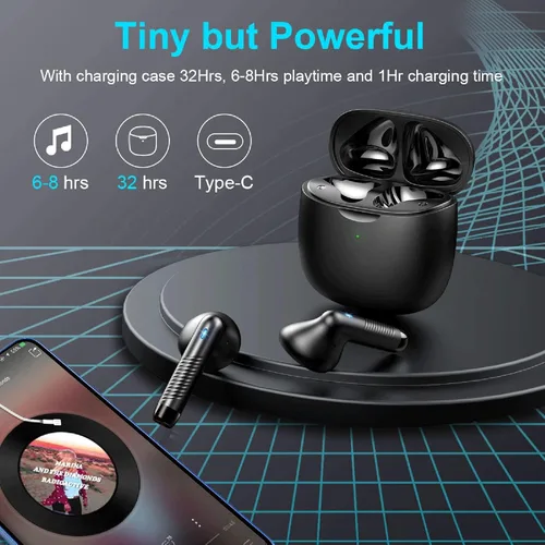Vista 7 de Auriculares inalámbricos, auriculares Bluetooth 5.4 con graves estéreo, auriculares Bluetooth en el oído con cancelación de ruido y micrófono