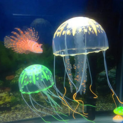 Vista 7 de Medusa artificial púrpura brillante adecuada para pecera, decoración de acuario, adornos populares, decoración de acuario, adornos temáticos