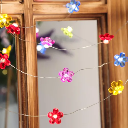 Vista 6 de Tira de luces de 5 colores con diseño de flores con control
