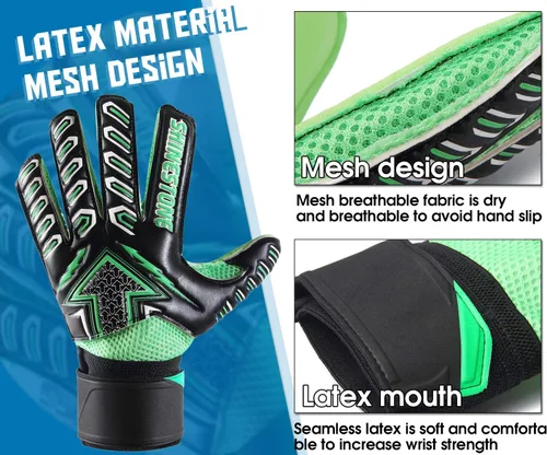 Vista 4 de Shinestone Guantes de portero de portero para jóvenes y adultos, guantes de portero de fútbol con fuerte agarre y protección para los dedos