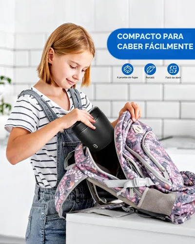 Vista 8 de Termo para comida caliente para adultos, termo de sopa de boca ancha de 40 onzas con cuchara, color negro