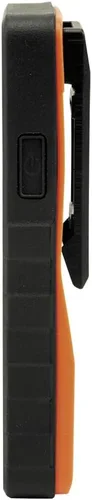 Vista 4 de Linterna LED Klein Tools 56221 con clip magnetizado, funciona con pilas, manos libres, brillo ajustable, naranja, para trabajo, correr, acampar