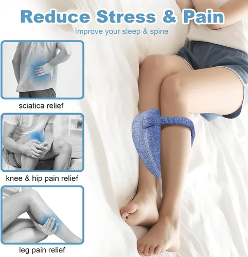 Vista 7 de Almohada de rodilla para las personas que duermen de lado, almohada de pierna para dormir, almohada de rodilla con correa, almohada de alineación