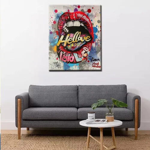 Vista 2 de Tucocoo Kits de Pintura por Números para Adultos y Niños - Labios Graffiti Sacando la Lengua - Pintura al Óleo Digital DIY sobre Lienzo Arte