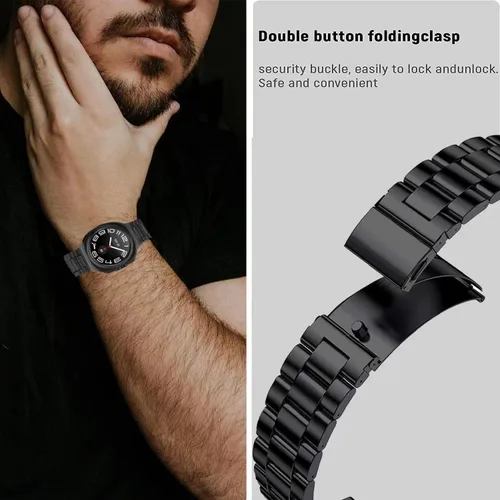 Vista 5 de Olytop para Galaxy Watch Ultra Correas 47mm (2024/2025), Correa de Reemplazo de Pulsera de Acero Inoxidable Metálica para Negocios, Hombres y Negro