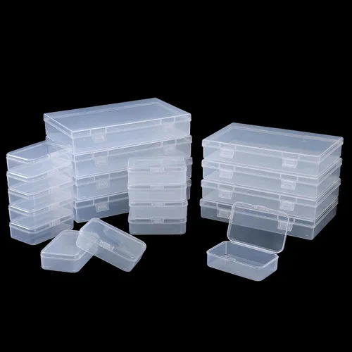 Vista 8 de LJY 100 contenedores rectangulares vacíos de plástico transparente con tapas con bisagras (2.2 x 1.6 x 0.8 pulgadas, transparente)