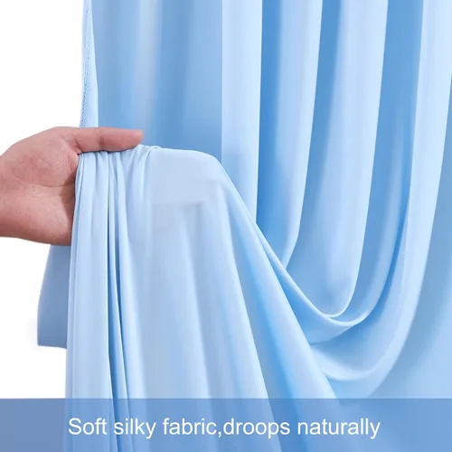 Vista 6 de 20 pies x 12 pies Cortinas de Telón de Fondo Azul Bebé Sin Arrugas para Bodas y Fiestas, Telón de Fondo de Tela Azul, Cortinas para Bodas