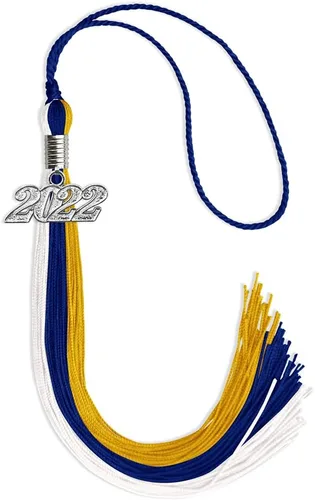 Vista 137 de Endea Graduation Borla de triple color con gota de fecha plateada (negro/dorado/granate, 2020)