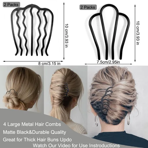 Vista 3 de LAPOHI Peines y alfileres de plástico para el cabello, 12 piezas para peinados updo, moño y vintage