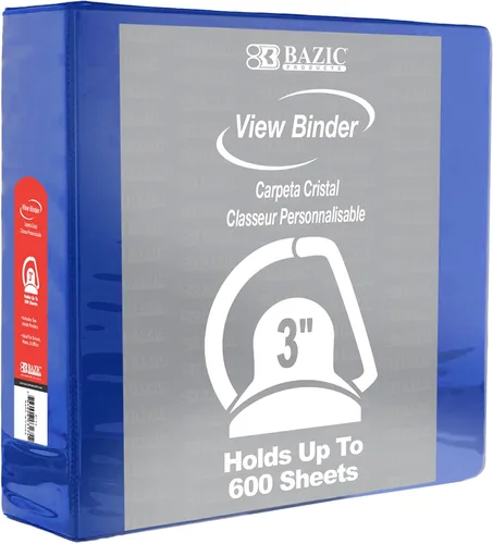 Vista 19 de BAZIC Products Carpeta de 3 anillos de 3 pulgadas, organizador de anillos en D inclinados, color negro, capacidad para 600 hojas de papel