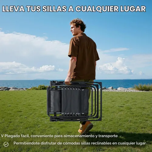 Vista 7 de Alpen Silla de gravedad cero de gran tamaño, reclinable portátil para patio Acolchado negro.