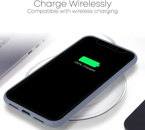 Vista 5 de GOOSPERY Funda de silicona líquida para Apple iPhone 11 (6.1 pulgadas), funda protectora de goma con forro de microfibra suave (gris lavanda)