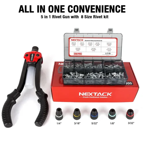 Vista 3 de NEXTACK Rivnut Tool NT600 y 1/4 Remache Gun NT300 para metal, canalón y automoción