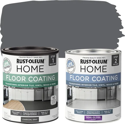 Vista 14 de Rust-Oleum 367592 - Kit de revestimiento de suelo para interiores del hogar, gris envejecido mate