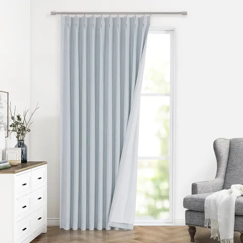Vista 15 de Vision Home Cortinas marrones con pliegues pinzados, opacas completas, cortinas de ventana de lino mezclado para oscurecer la habitación, cortinas