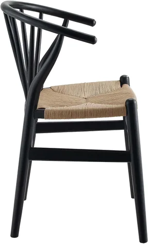 Vista 4 de Modway Flourish Mid-Century - Silla de comedor de madera rústica moderna en color negro