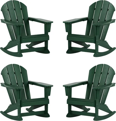 Vista 35 de WestinTrends Silla mecedora Malibu de poliéster para exterior/patio Adirondack, Negra