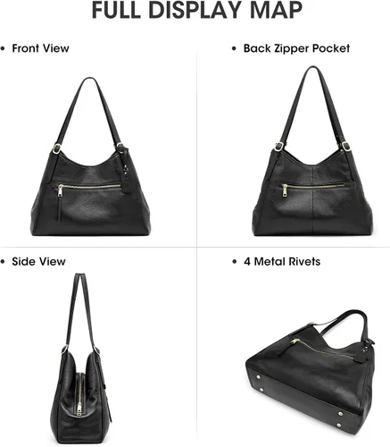 Vista 5 de Kattee Bolso de hombro para mujer, de piel auténtica, 2
