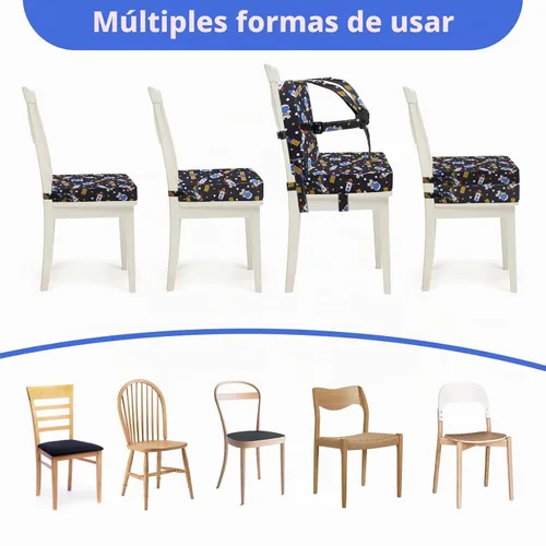 Vista 6 de Asiento elevador para mesa de comedor, asiento elevador para silla de Negro