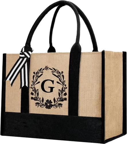 Vista 56 de Bolsa de mano personalizada de yute para mujeres, regalos para el día de la madre, regalo de Navidad de cumpleaños para mujeres y amigas