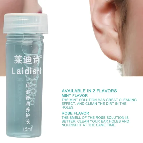 Vista 5 de Solución de limpieza de oídos perforada de 0.3 fl oz, limpiador de oídos, línea de limpieza de agujeros de oído, juego de hilo dental para cuidado