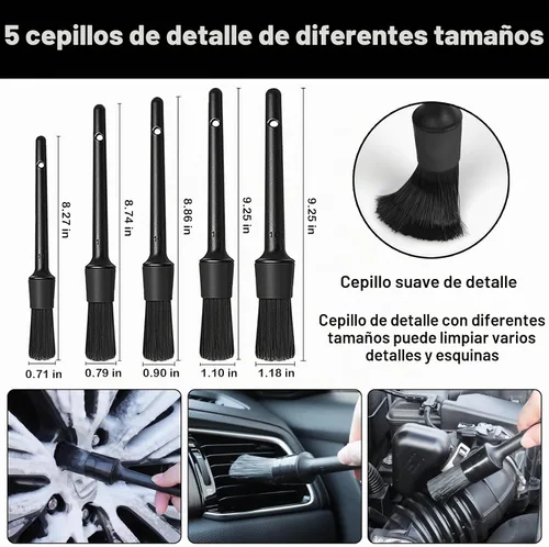Vista 5 de Juego de 12 cepillos de rueda para limpiar ruedas y neumáticos, cepillo de ruedas y llantas, cepillos de detalles de automóviles, cepillo
