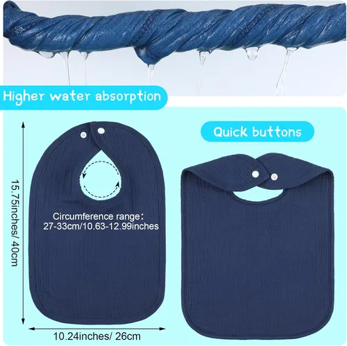Vista 2 de Toulite Paquete de 6 baberos de muselina para bebé, bandana de algodón, unisex, para niños y niñas, suaves y absorbentes para la dentición y babeo