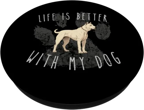 Vista 2 de Dogo Argentino Life is Better With My Dog Cute Pet Mom Dad PopSockets Standard PopGrip