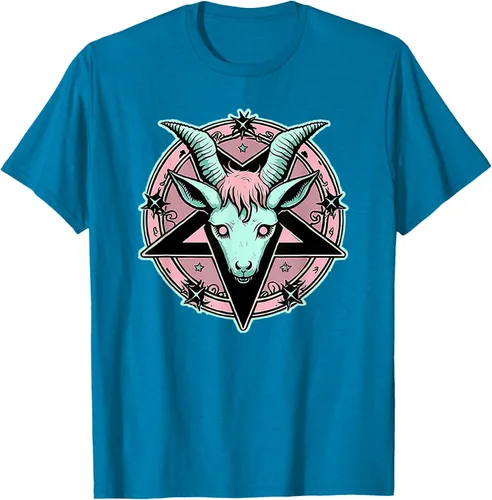 Vista 54 de Camiseta Kawaii Paste Creepy Goat Pentacle, Negro
