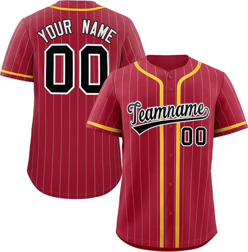 Vista 29 de Camiseta de béisbol de rayas finas personalizada hipster hip hop, camisetas deportivas con nombre y número del equipo personalizado para hombres