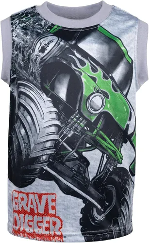 Vista 5 de Monster Jam Conjunto de 3 piezas de camiones camiseta sin mangas, pantalones cortos de rizo francés