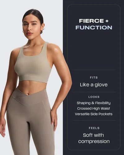 Vista 55 de Aoxjox Trinity - Pantalones de yoga de cintura alta con bolsillos para mujer, control de abdomen, cintura cruzada, leggings de entrenamiento suaves