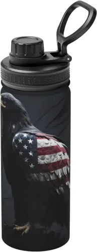 Vista 12 de Black Eagle - Hervidor de agua aislado de acero inoxidable Impresión divertida botella de agua aislada Ideal para deportes y viajes