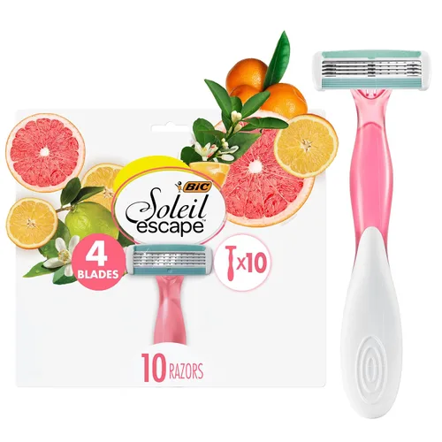 Vista 9 de BIC Soleil Escape - Maquinillas de afeitar desechables perfumadas para mujer, 4 cuchillas, afeitado cómodo, mango con aroma cítrico para mujer, 4