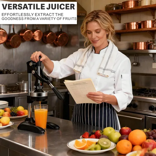 Vista 5 de Exprimidor de hierro fundido, exprimidor manual de grado profesional, exprimidor de limón de acero inoxidable, prensa de jugo manual, utensilios
